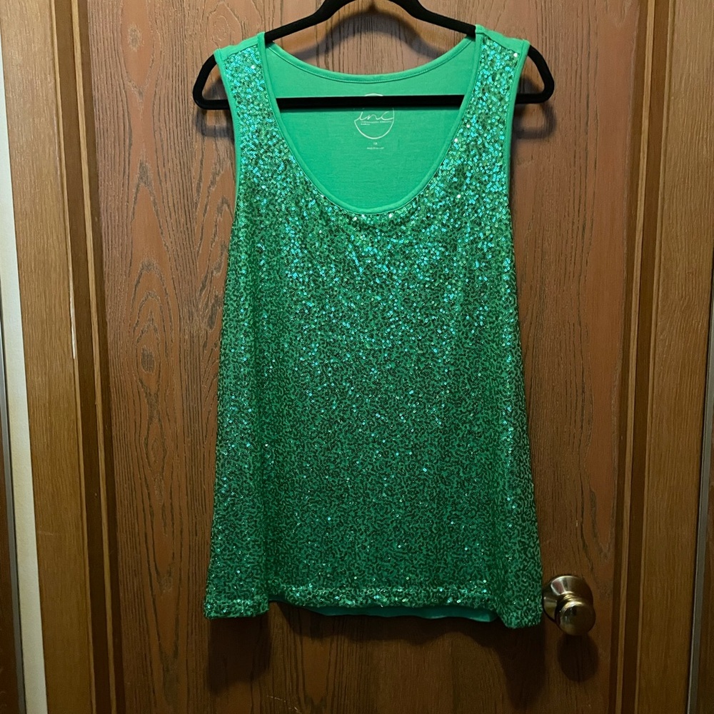 NWT Inc sz 1x Green Sequence Front Tank Top!!!